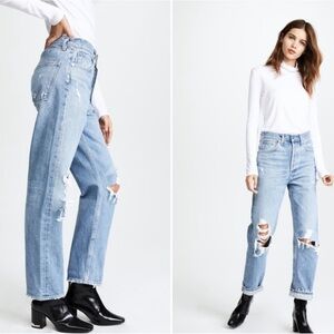 AGOLDE distressed 90s mid rise buttonfly jeans